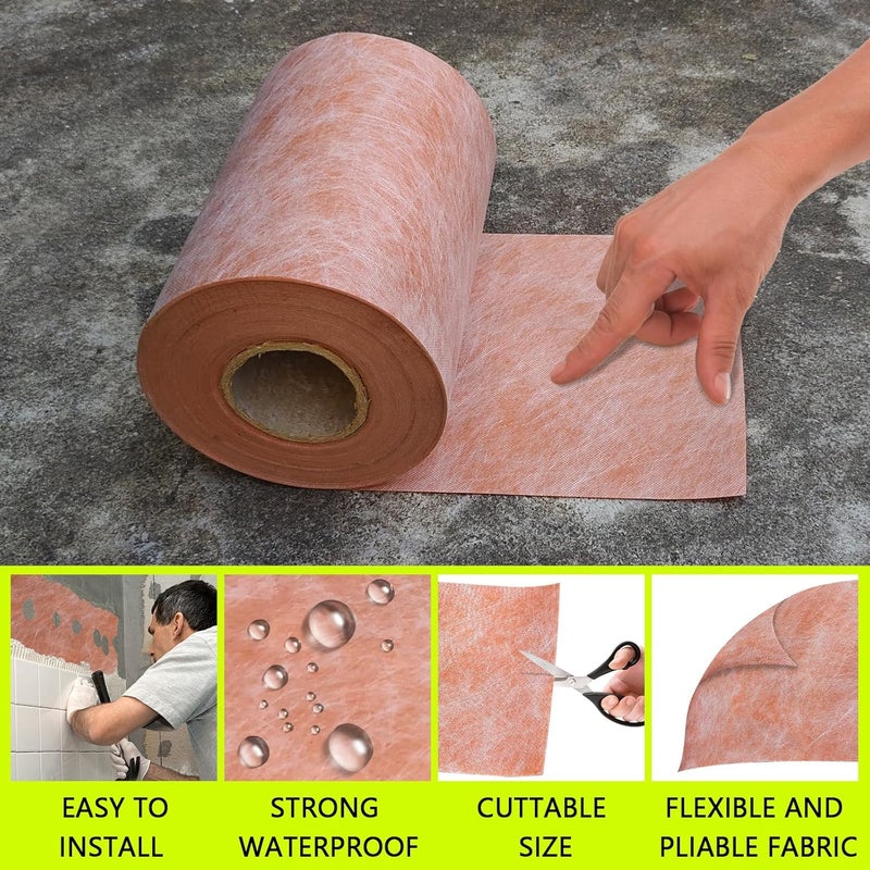 SWPEC Waterproof Membrane for Shower, 9.8inch x 32Ft (26 Sq Ft) 23.6mils Thick Tile Shower Waterproofing Membrane Roll Underlayment Waterproof Wall Panels for Showers Bathroom Sauna Walls Roofs Wet Areas - Image 5
